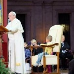 Pope franics kid on stage