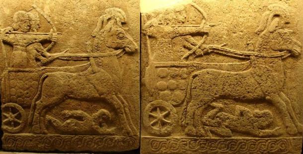 Orthostat relief in basalt battle chariot Carchemish