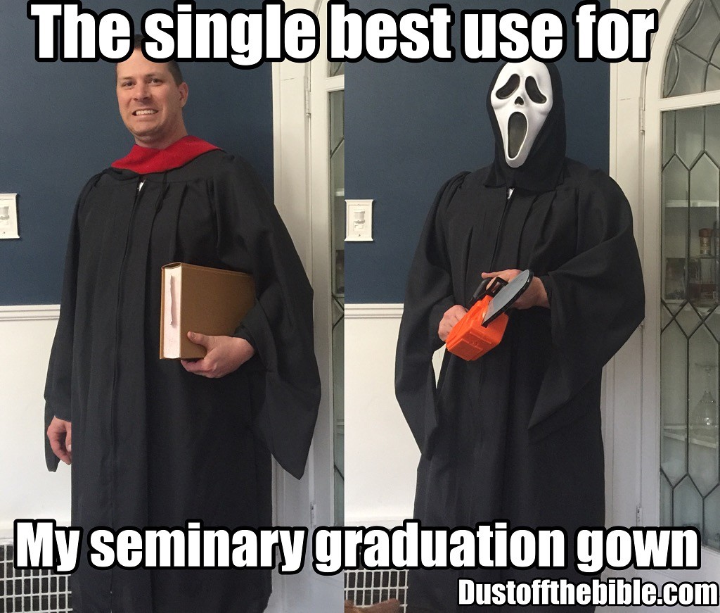 seminary grduation gown meme
