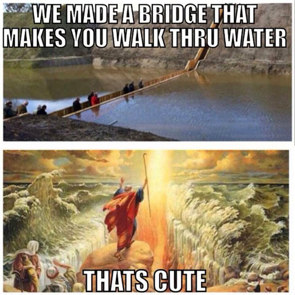 Parting the waters Christian meme