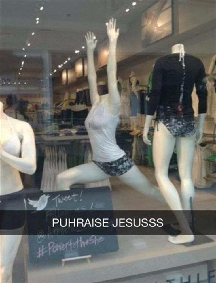 Praise Jesus window mannequin