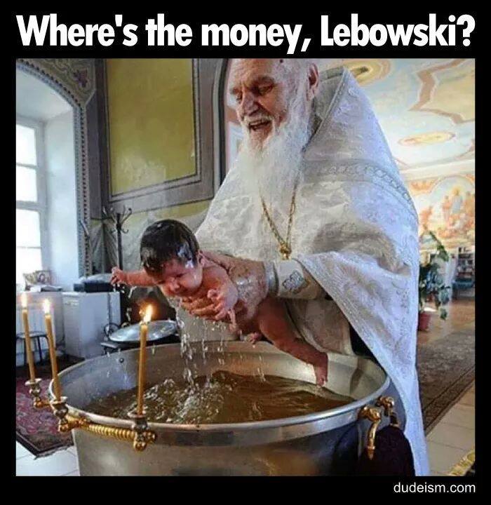 Baby baptism meme LeBowski