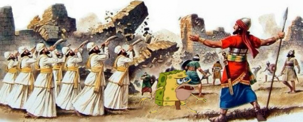 When the walls of Jericho fall Spongebob meme