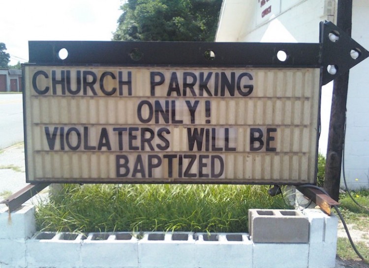 Church parking only church sign