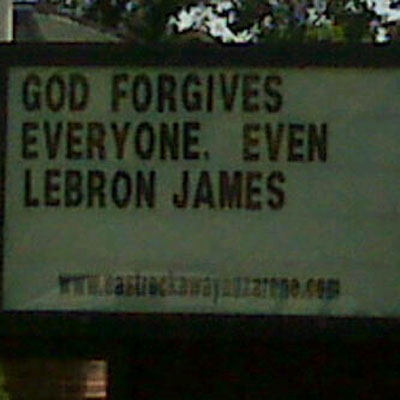 God even forgives LeBron James church sign