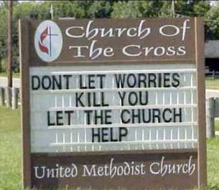 Let the church help kill you church sign