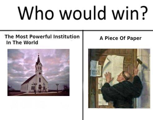 Who would win the Catholic church or a piece of paper