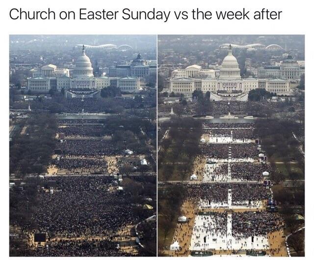 Church attendence after easter meme