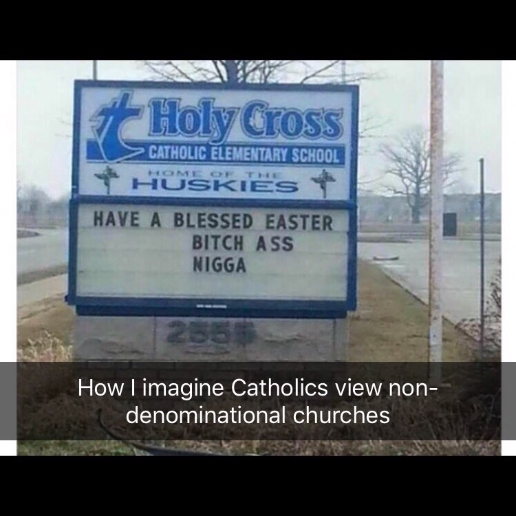 Easter church sign in the hood