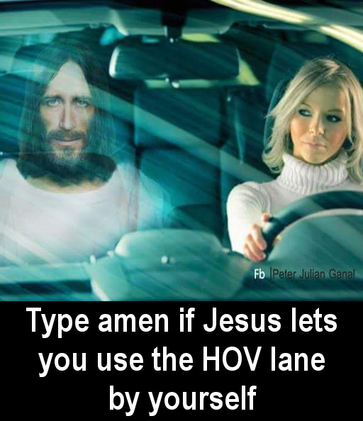 Taking the HOV with Jesus meme