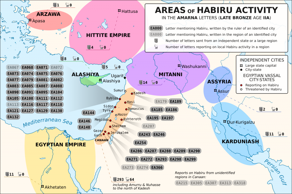 Areas Of Habiru Activity In Amarna Letters