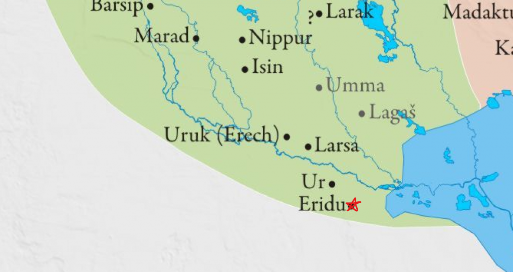 Eridu Location within Mesopotamia