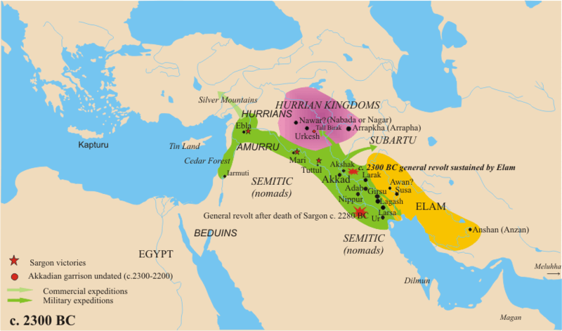 The empire of Sargon, late 24th century BCE.