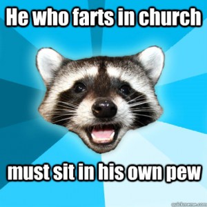 Farting in church pew meme