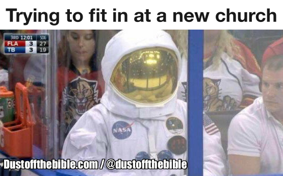 Trying to fit in at a new church be like meme