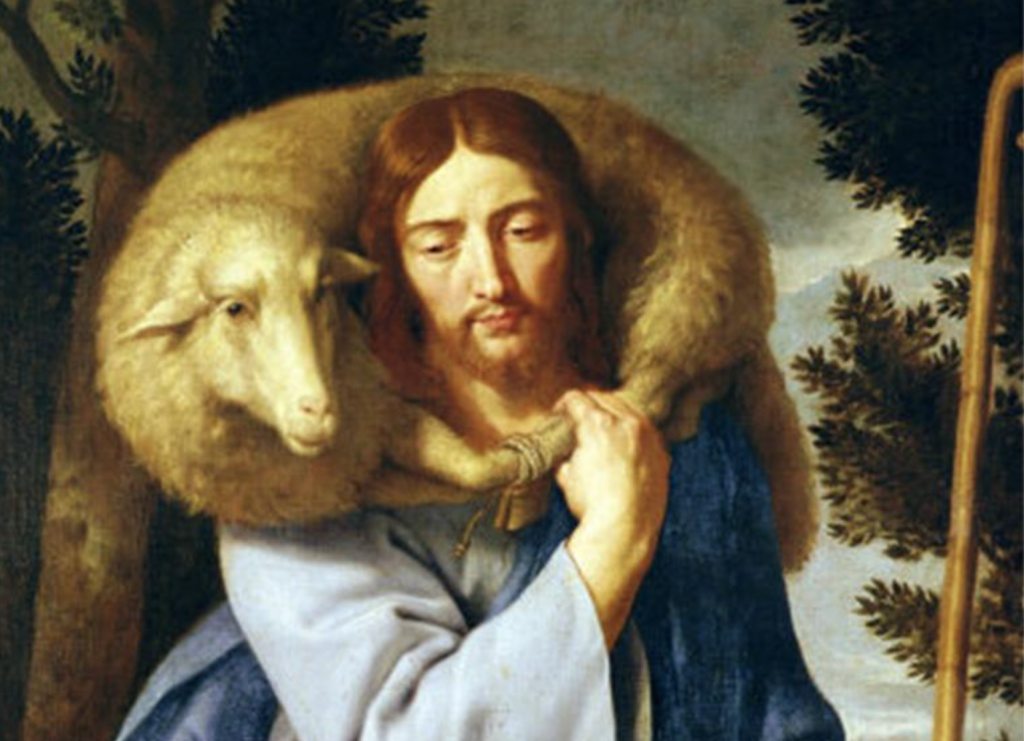 Jesus Carrying Lost Sheep Dust Off The Bible