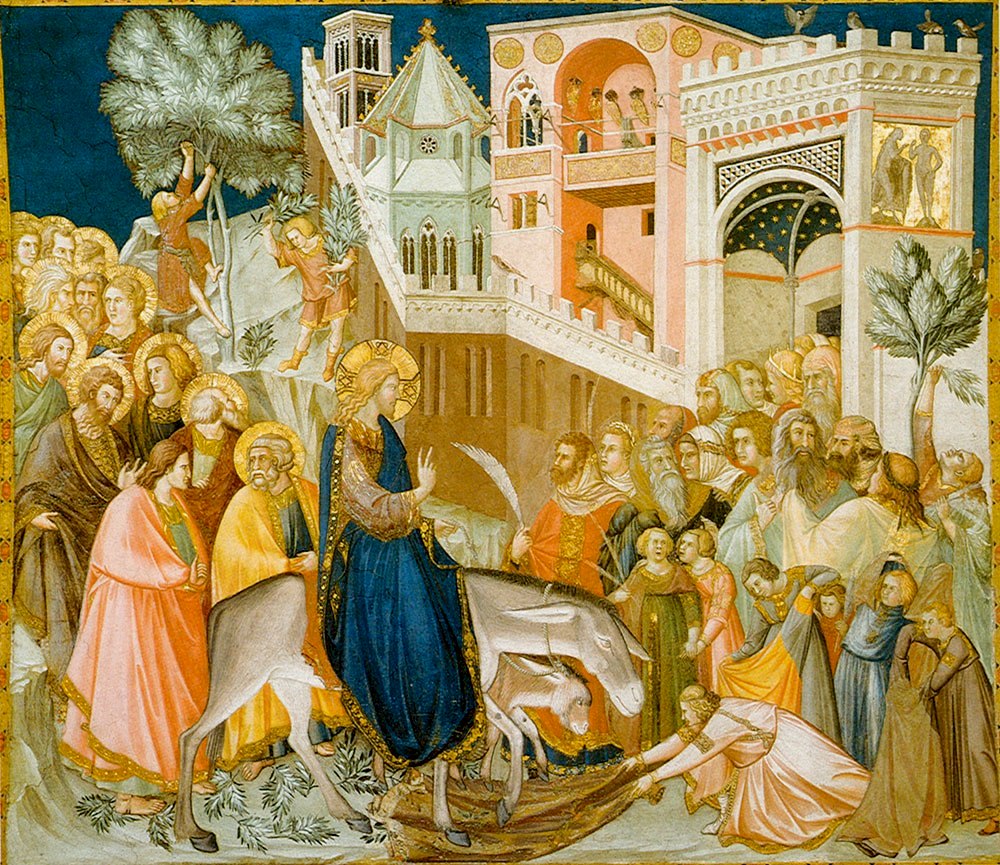 Jesus enters Jerusalem and the crowds welcome him, by Pietro Lorenzetti, 1320