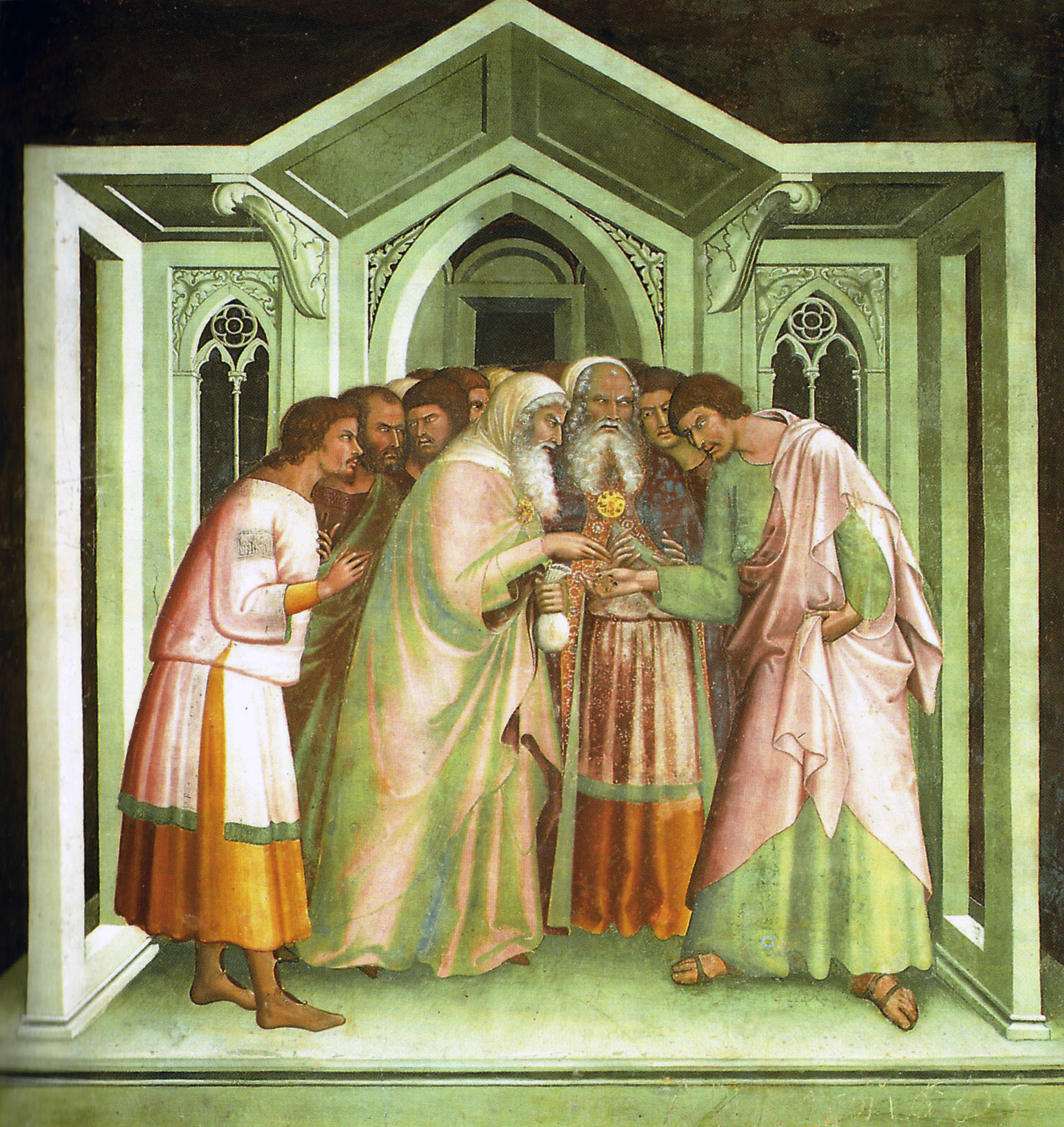 Judas receiving payment for betraying Jesus, Lippo Memmi