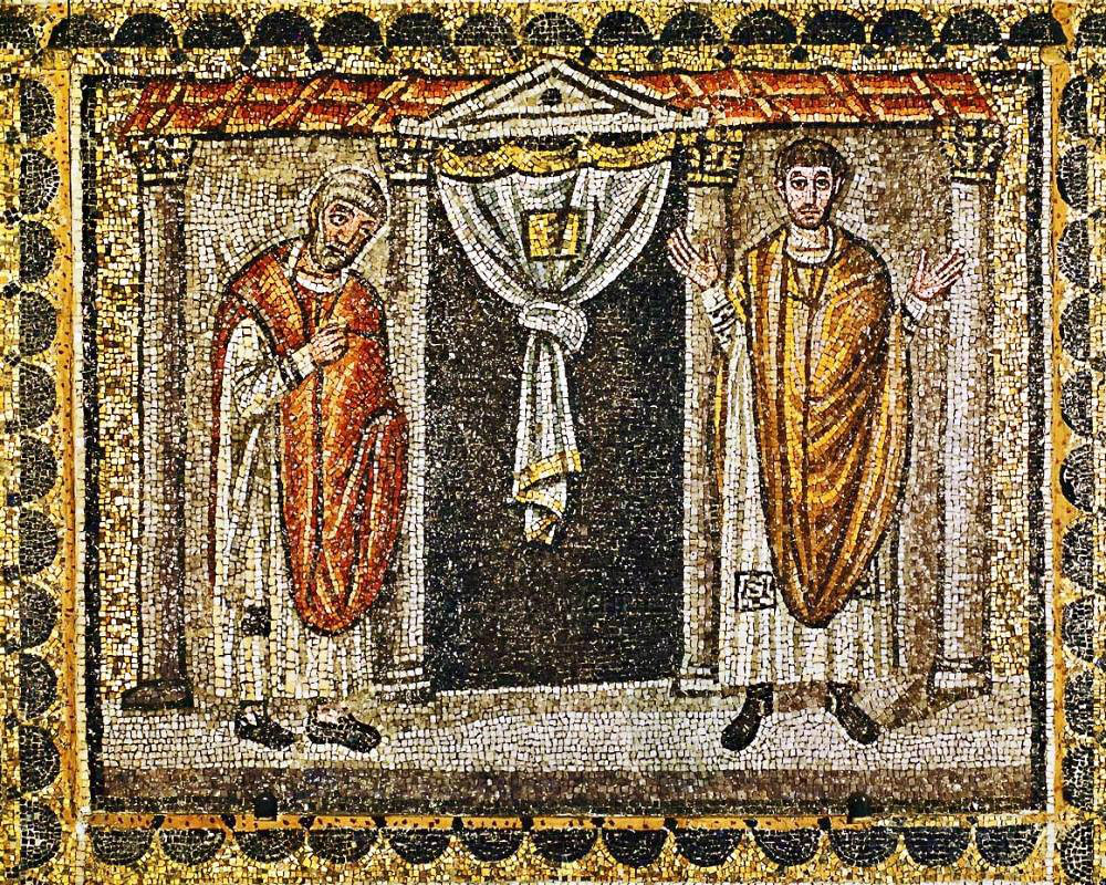 Parable of the Pharisee and the Tax Collector, basilica di santapollinare nuovo ravenna italy 6th century