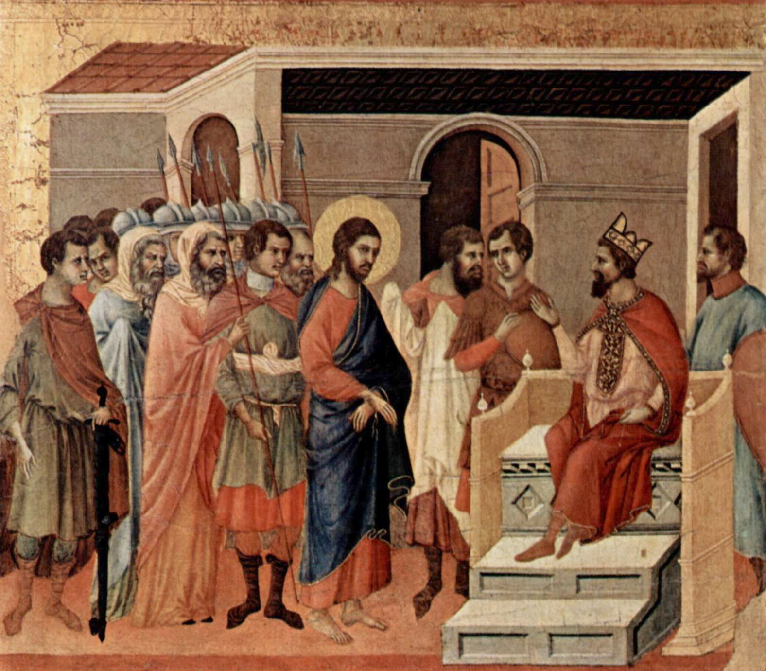 Jesus at Herod's Court, by Duccio, c. 1310